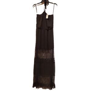 Arden B. Yoryu Maxi Tube Halter Sheer Lace Dress